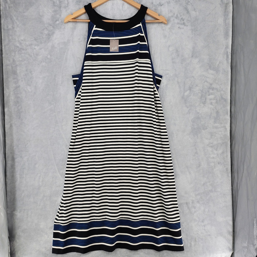 J. Jill Dress Womens Size XL Wearever Collection Black Blue Stripe Knit Tank NWT